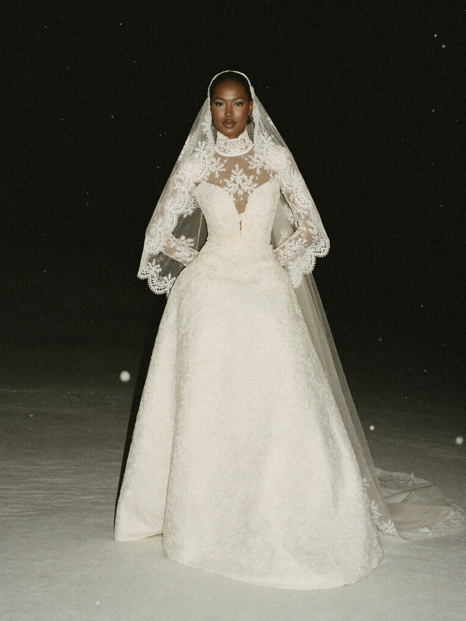 Marta – High-Neck Lace Long-Sleeve Gown