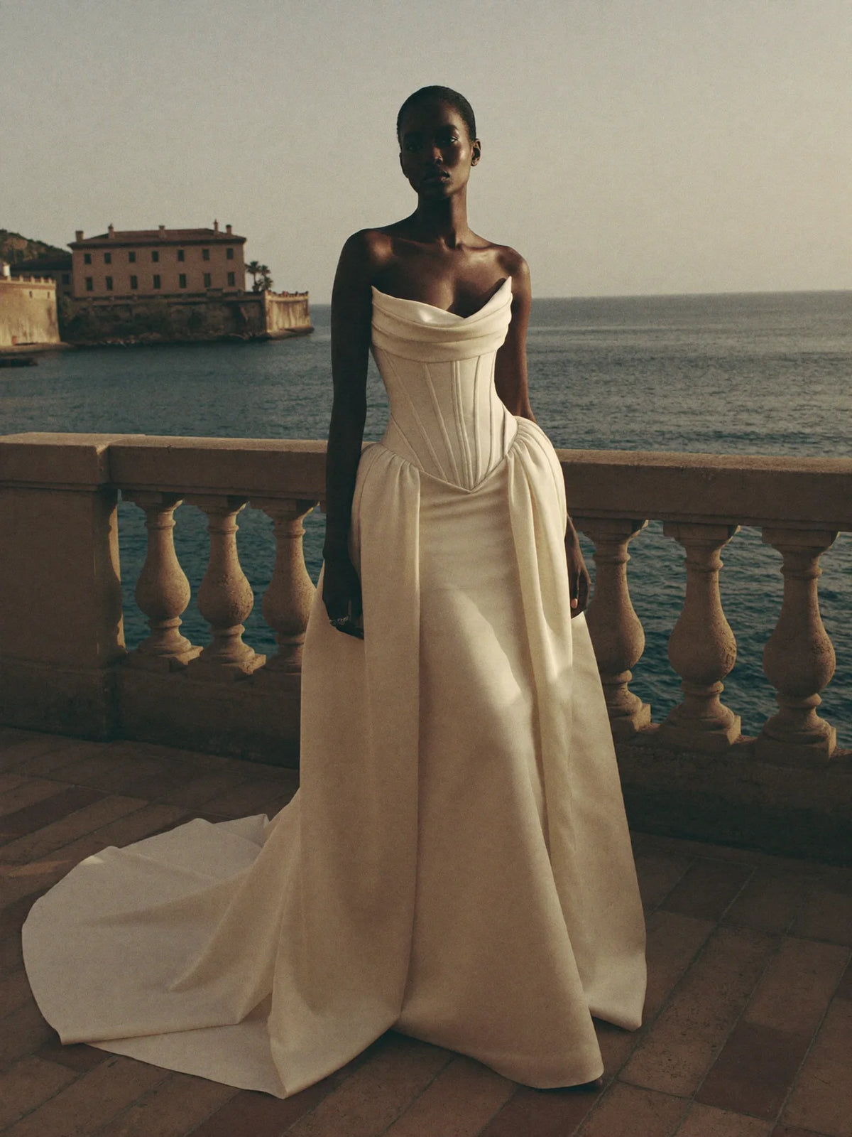 Luna — Boat Neckline Corset Ballgown