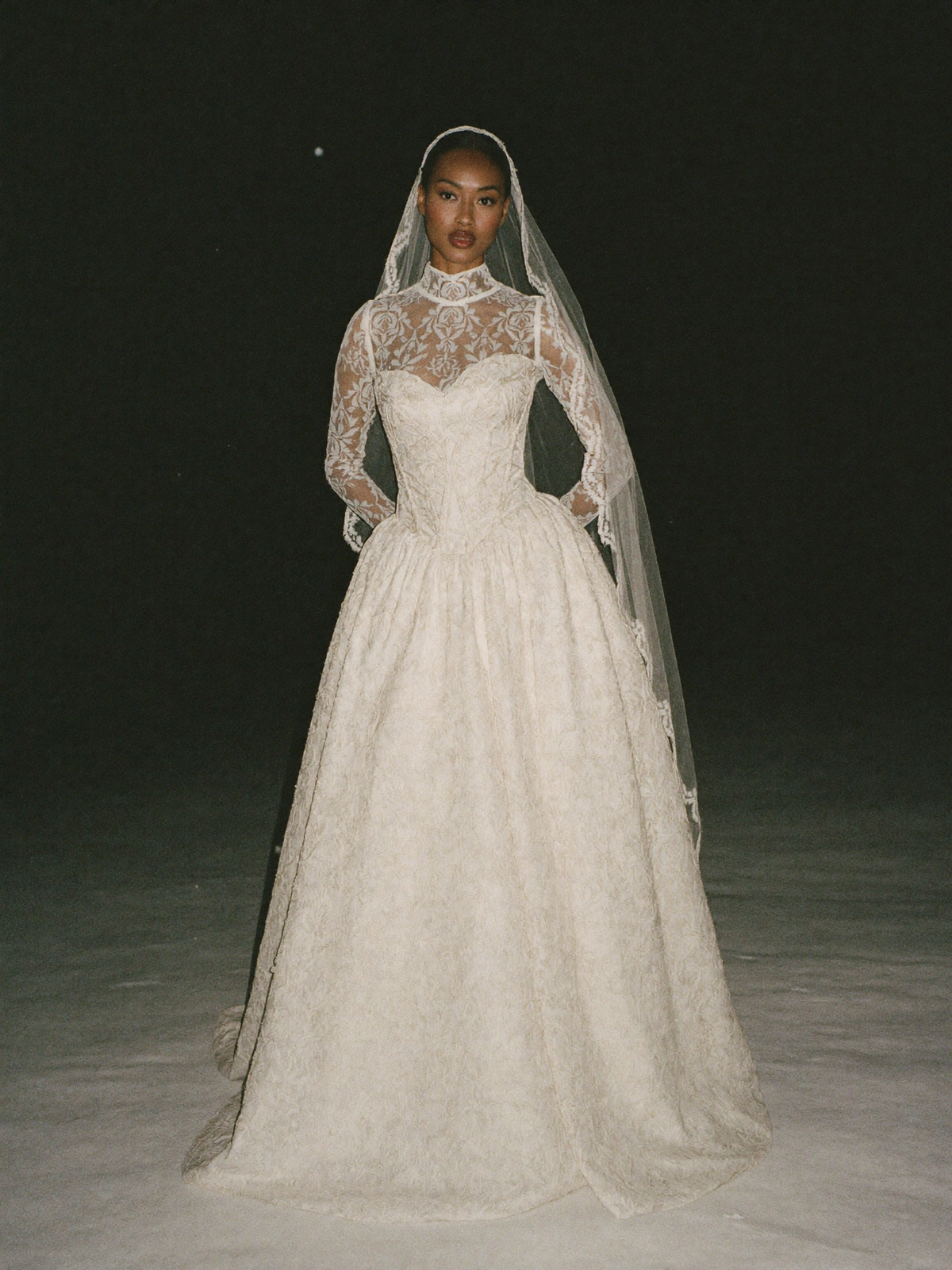 Marta – High-Neck Lace Long-Sleeve Gown