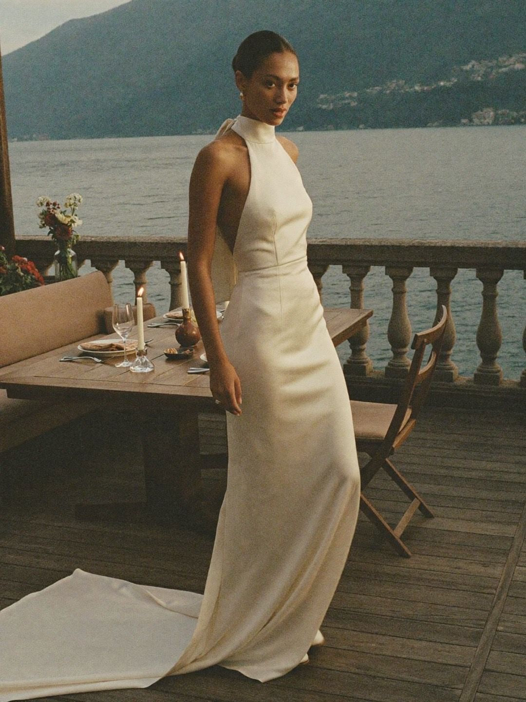 Bonnie — Boat-Neck Column Gown