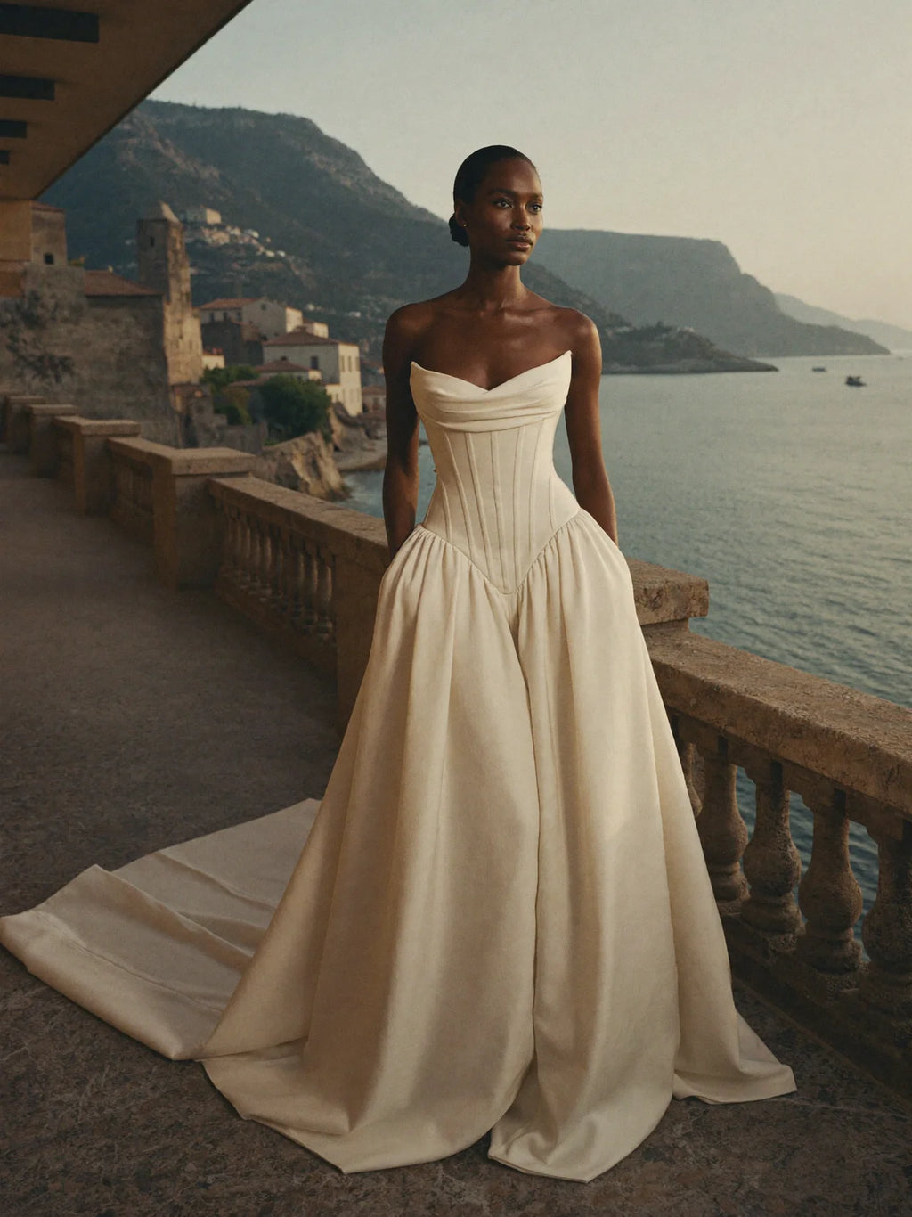 Luna — Boat Neckline Corset Ballgown