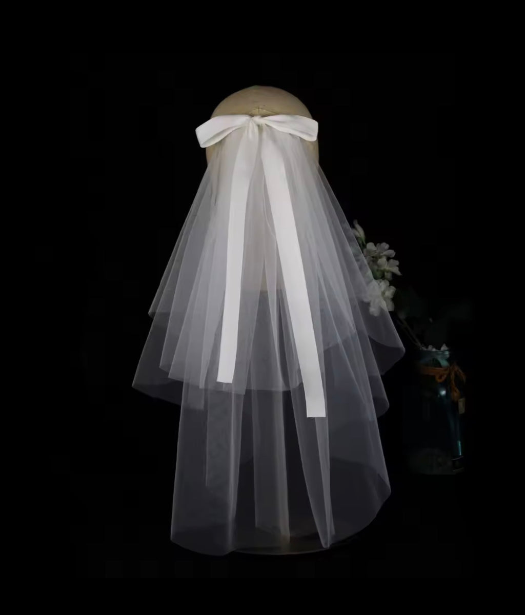 Waverly — Satin Bow Two-Tier Veil