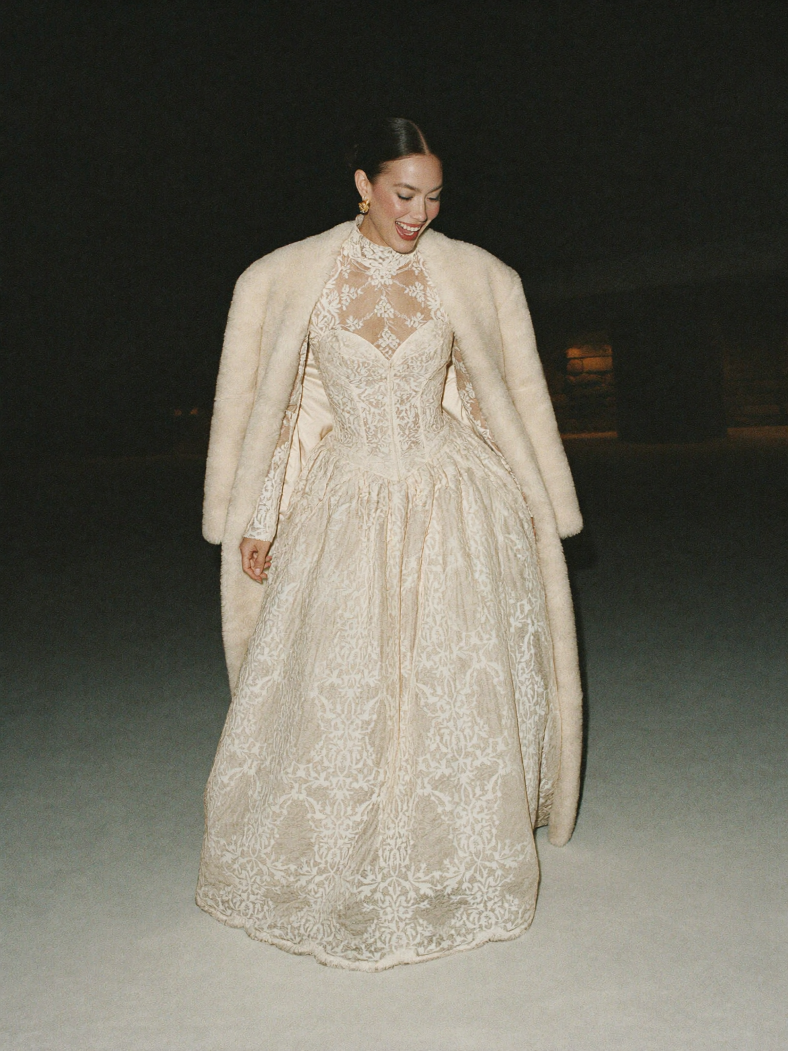 Marta – High-Neck Lace Long-Sleeve Gown