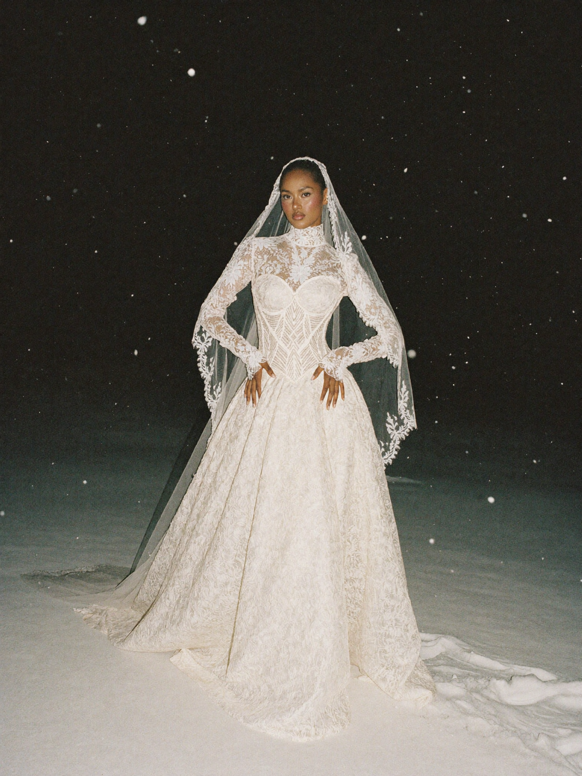 Marta – High-Neck Lace Long-Sleeve Gown