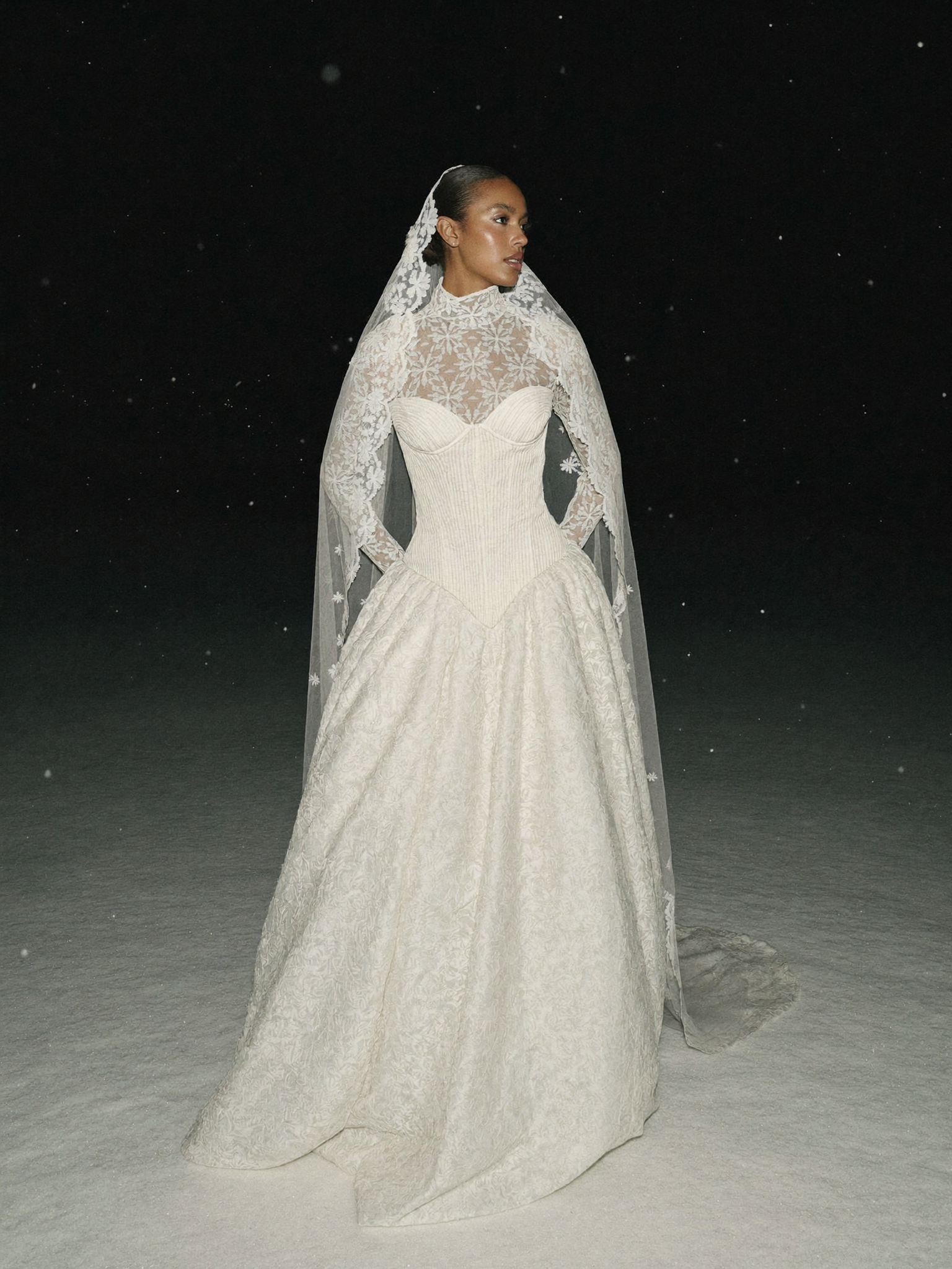 Marta – High-Neck Lace Long-Sleeve Gown
