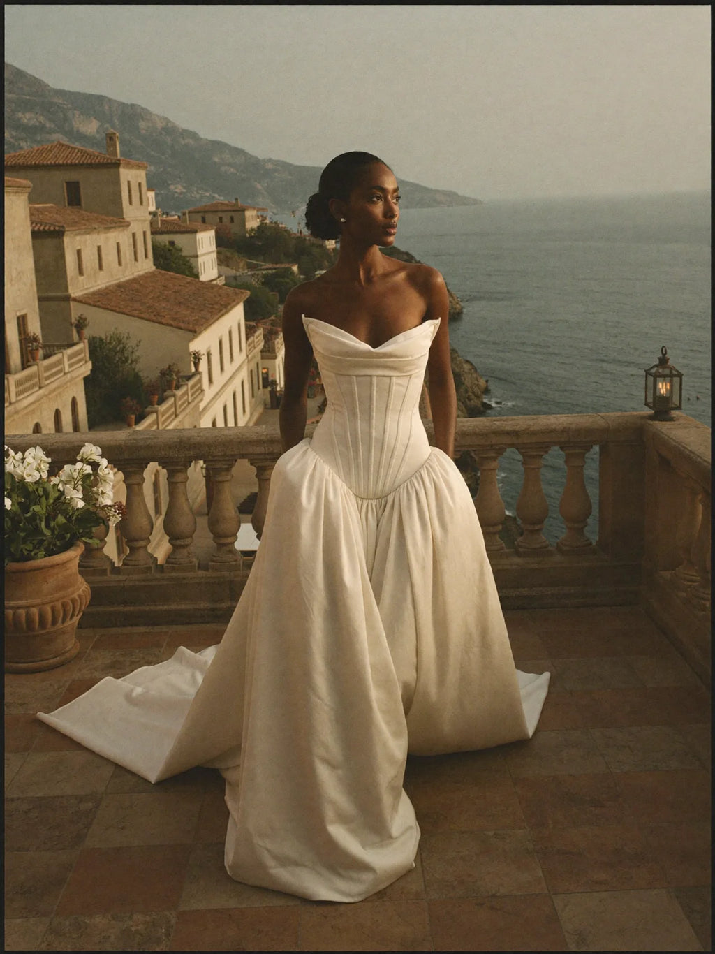 Luna — Boat Neckline Corset Ballgown