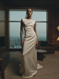 Tati — Boat-Neck Column Gown